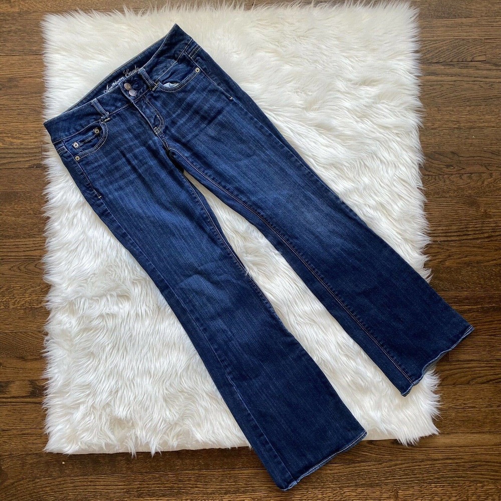 American Eagle Outfitters Blue Jean Denim Artist Stretch Size 2 Regular Med Dark - Picture 5 of 10
